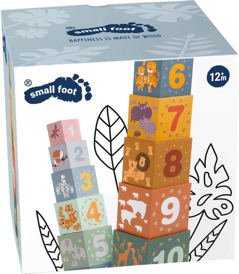 Small Foot  -  Stapelblokken Safari Karton, 10dlg.