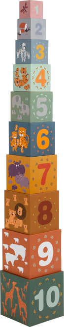 Small Foot  -  Stapelblokken Safari Karton, 10dlg.