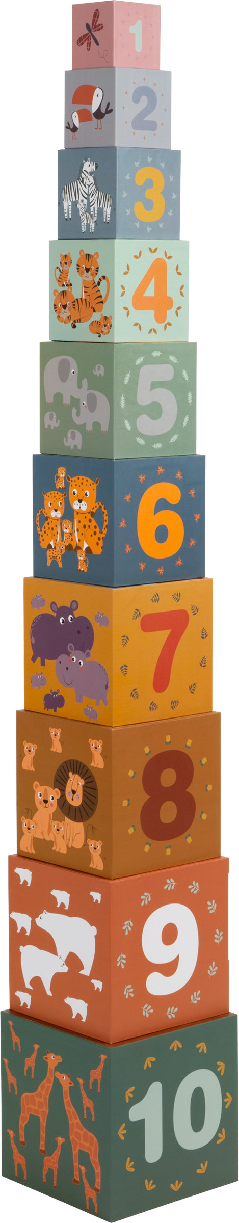 Small Foot  -  Stapelblokken Safari Karton, 10dlg.