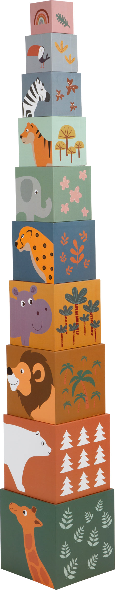 Small Foot  -  Stapelblokken Safari Karton, 10dlg.
