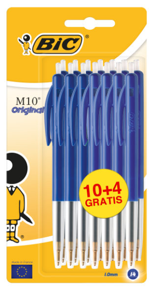 10+4 Bic M10 pennen op blister blauw