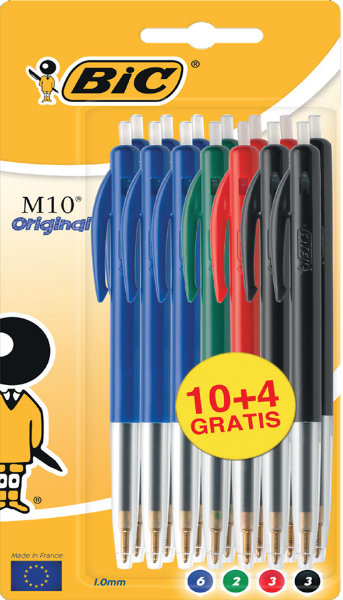 10+4  Bic M10 pennen op blister ass.