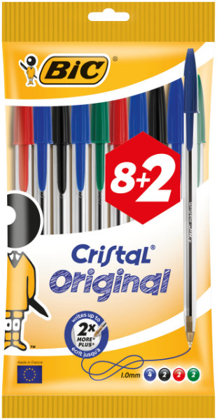 8+2 Bic Cristal pennen ass.