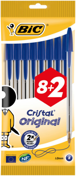 8+2 Bic Cristal pennen medium blauw