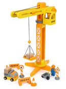 Small Foot - Houten Kraan Bouwplaats met Accessoires, 14dlg.