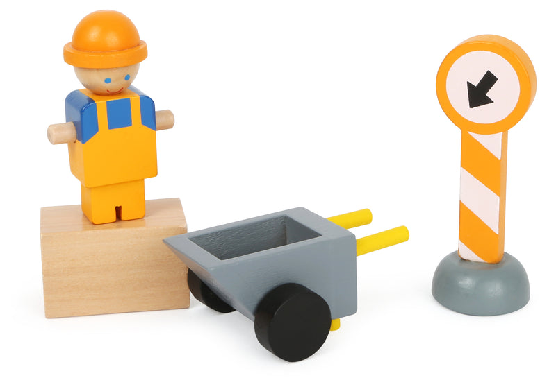 Small Foot - Houten Kraan Bouwplaats met Accessoires, 14dlg.
