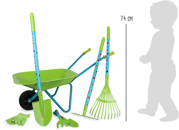 Small Foot - Tuingereedschap met Kruiwagen Groen, 8dlg.