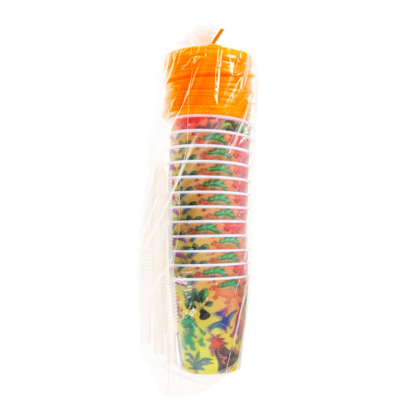 Beker met Deksel en Rietje Dinosaurus, 12st.