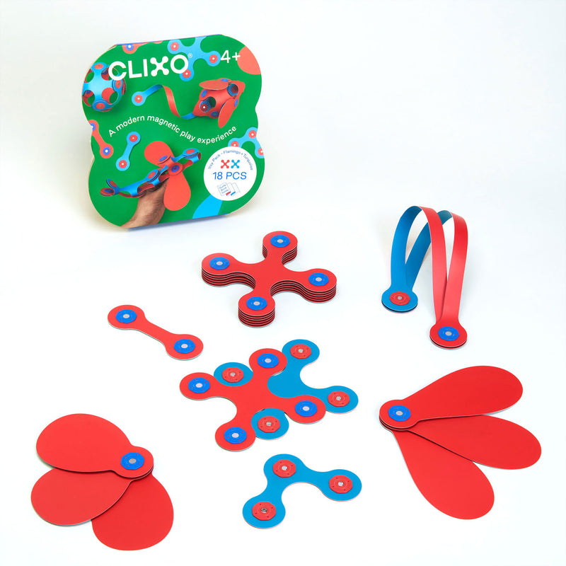 Clixo Magnetisch Bouwspeelgoed Itsy Pack Flamingo, 18dlg.