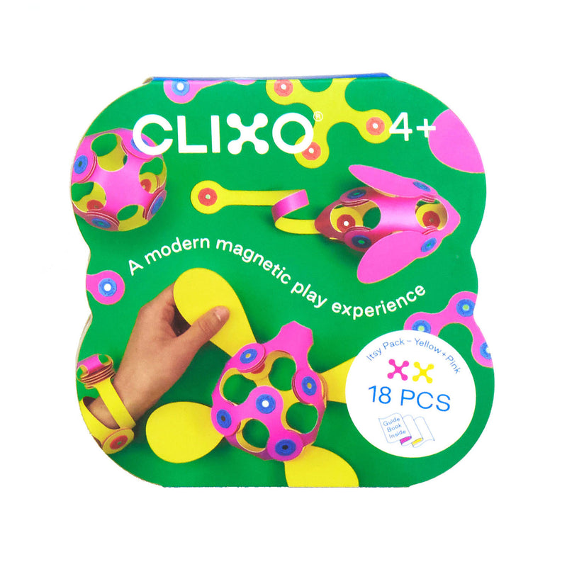 Clixo Magnetisch Bouwspeelgoed Itsy Pack Roze/Geel, 18dlg.