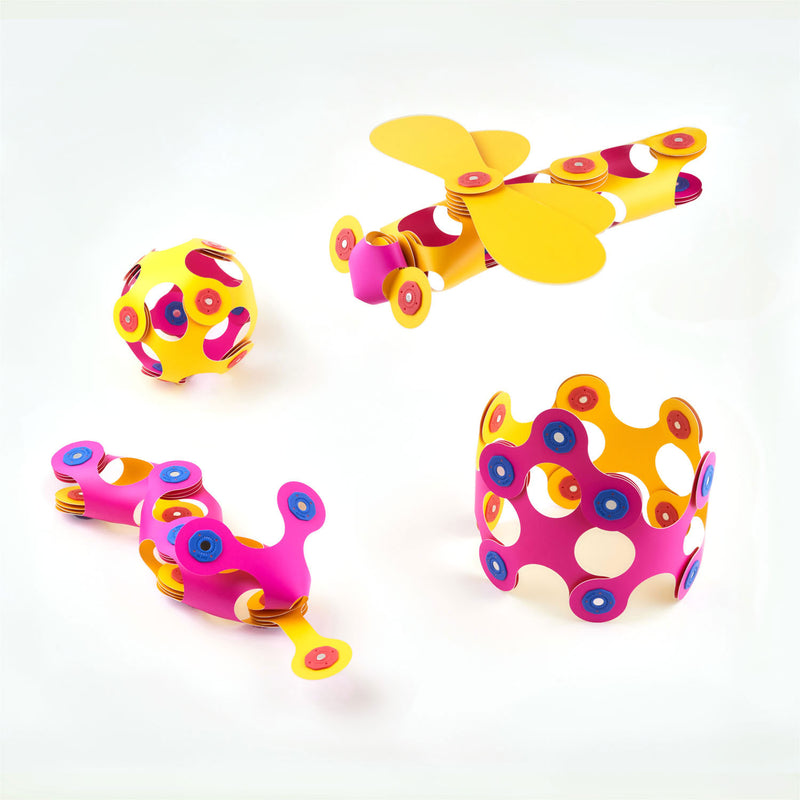 Clixo Magnetisch Bouwspeelgoed Itsy Pack Roze/Geel, 18dlg.