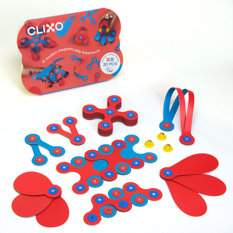 Clixo Magnetisch Bouwspeelgoed Crew Pack Flamingo, 30dlg.