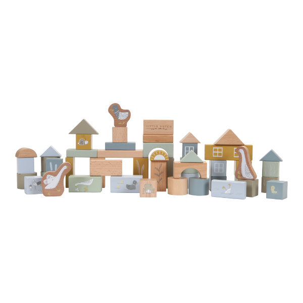 Little Dutch Houten Blokken in Ton Blauw