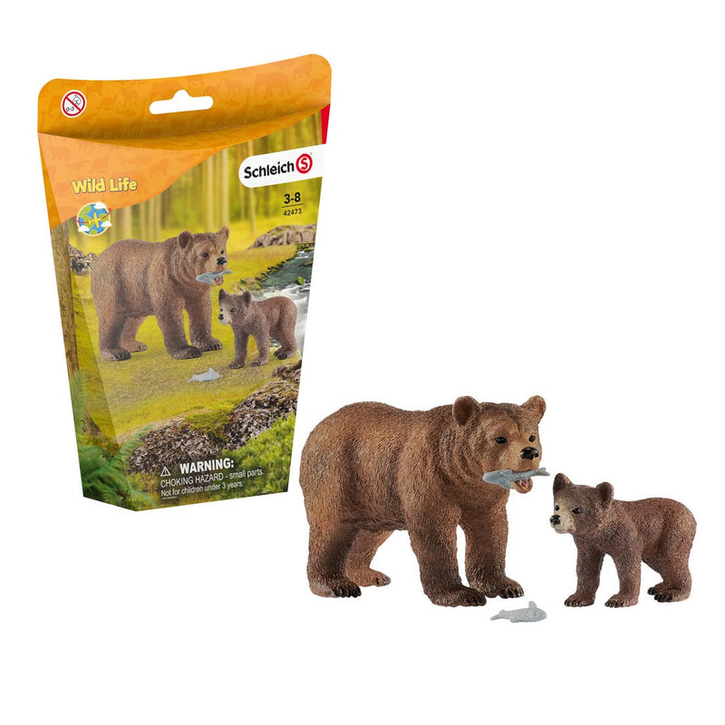 schleich WILD LIFE Vrouwelijke Grizzlybeer met Grizzlybeertje 42473