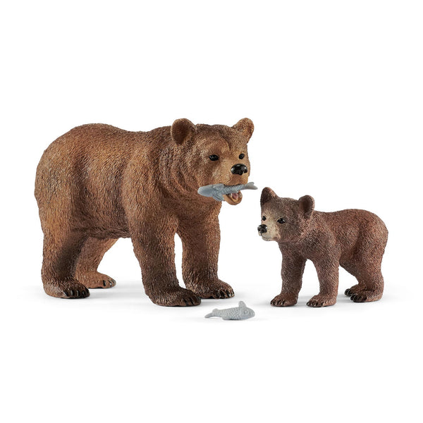 schleich WILD LIFE Vrouwelijke Grizzlybeer met Grizzlybeertje 42473