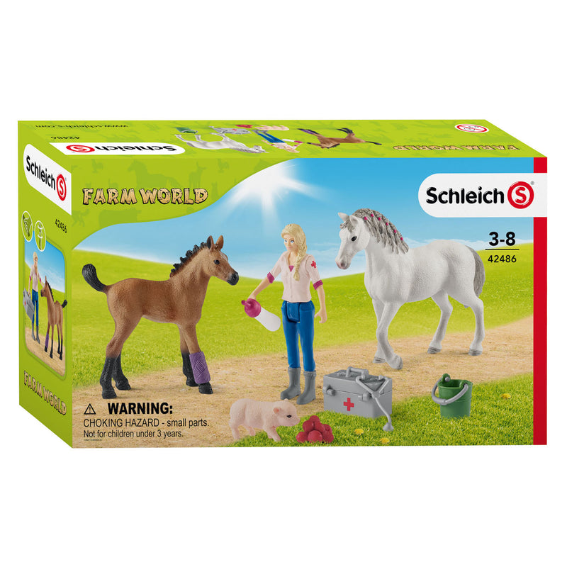 Schleich Dierenarts met Merrie en Veulen + Biggetje