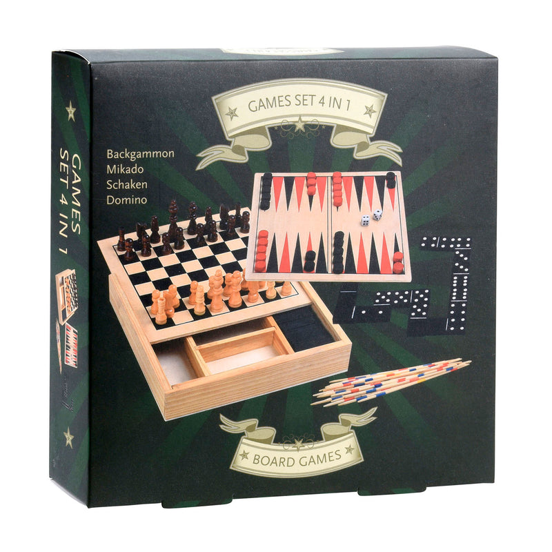 Houten Spellendoos, 4in1
