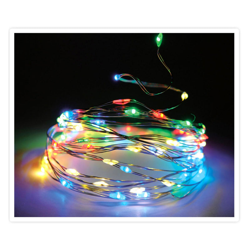 Zilverdraad met 80 LED Lampjes Multi, 395 cm