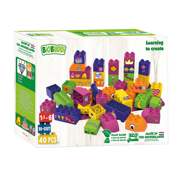 BiOBUDDi Huis en Tuin Blokken met Basisplaat, 40dlg.