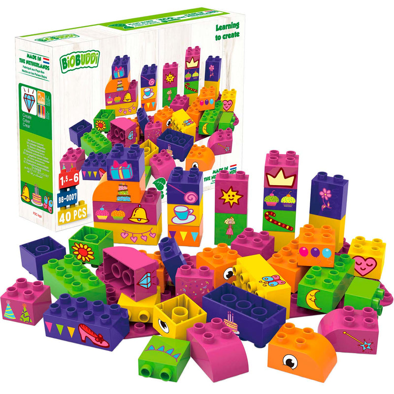 BiOBUDDi Huis en Tuin Blokken met Basisplaat, 40dlg.