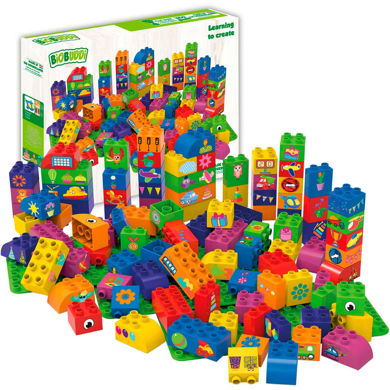 BiOBUDDi Educatieve Bouwset met Grondplaten, 100dlg.