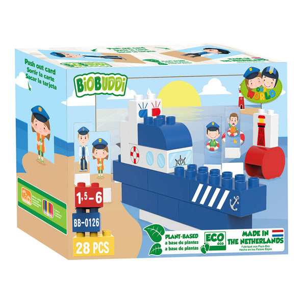 BiOBUDDi Bouwset Politieboot, 28dlg.