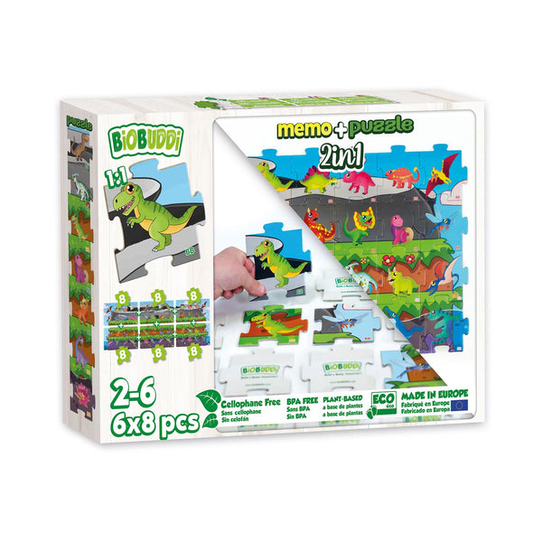 BiOBUDDi 2in1 Puzzel en Memo Dinosauriers