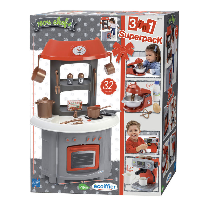 Ecoiffier 100% Chef 3in1 Super Pack Keuken