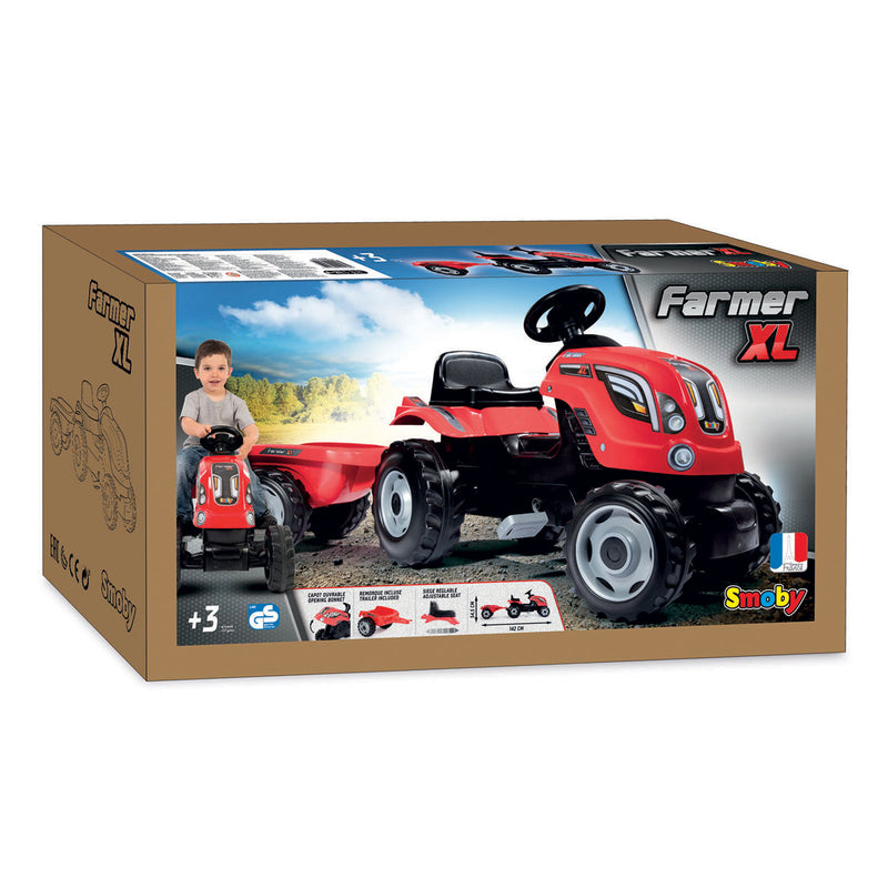 Smoby Tractor met Trailer - Rood