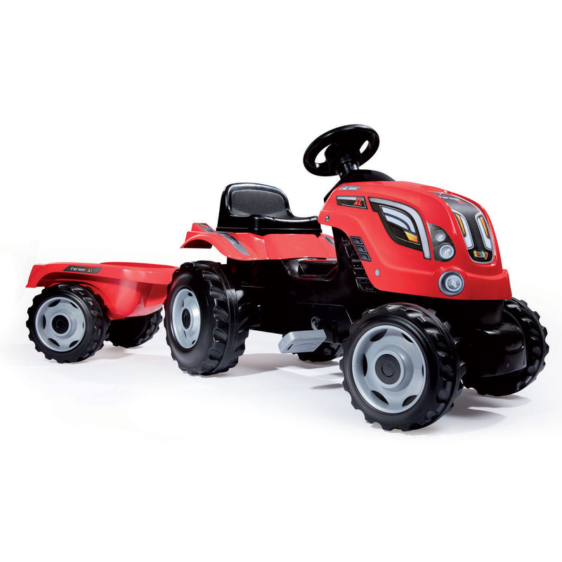 Smoby Tractor met Trailer - Rood