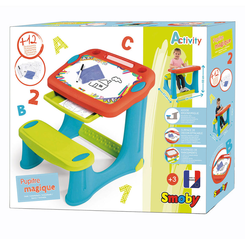 Smoby Schoolbank met Magnetisch Tekenbord, 12dlg.