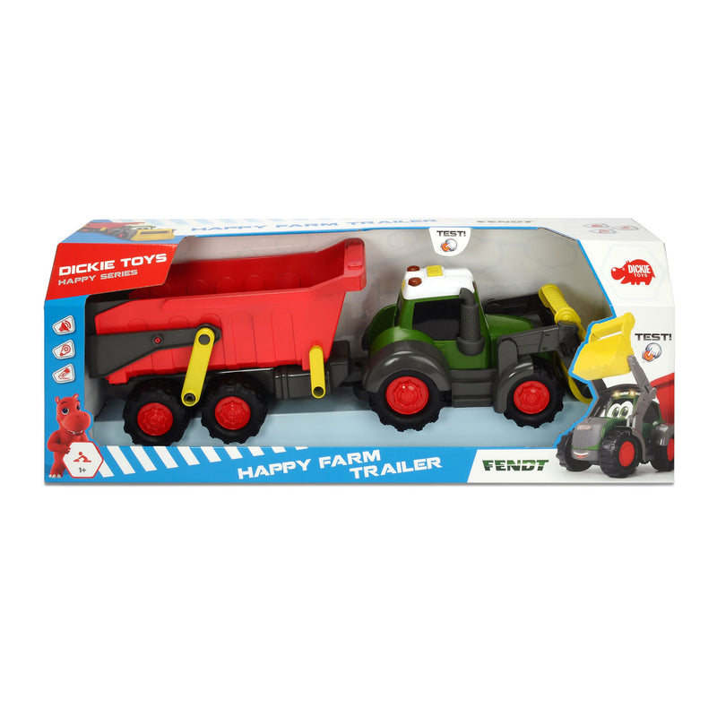 Dickie Toys Happy Farm Fendt Tractor + Aanhanger met Licht en Geluid