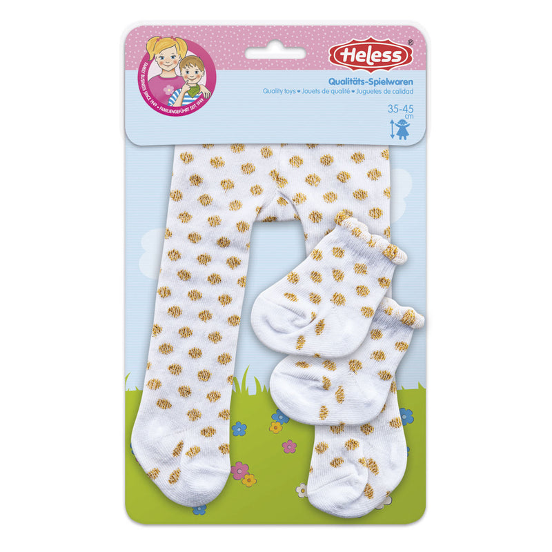 Poppenmaillot met Sokken - Gouden Stippen, 35-45 cm