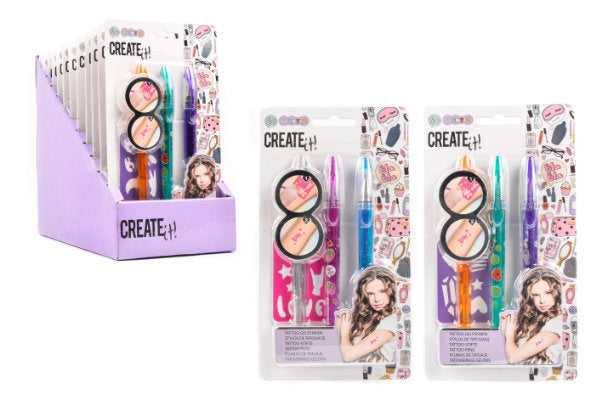 Create it! Beauty Tattoo Geurpennen, 3st + Sjabloon