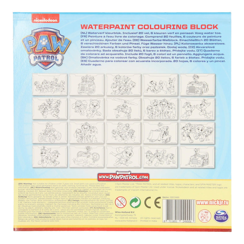 Waterverf kleurboek Paw Patrol