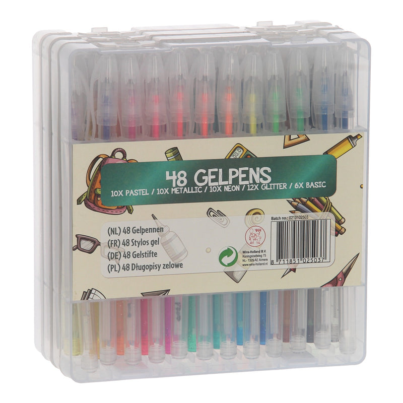 Mixed Gelpennen in Opbergkoffer, 48st.