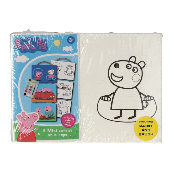 Peppa Pig 3 Canvasdoeken met Touw + Verf