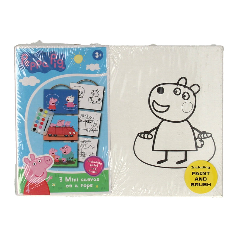 Peppa Pig 3 Canvasdoeken met Touw + Verf