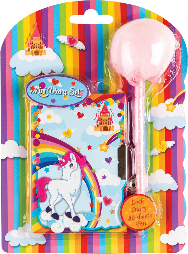 Dagboek met pompom pen unicorn 80417