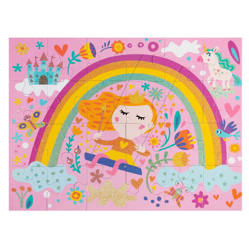 Glitter Puzzel Prinses, 24st.