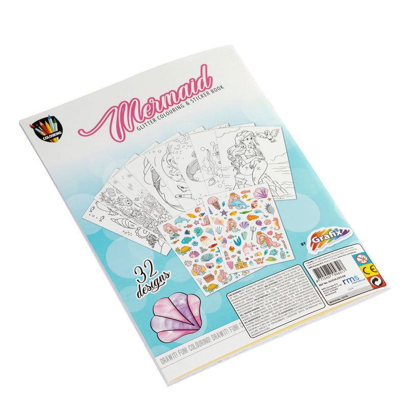 Glitter Kleur- en Stickerboek - Zeemeermin