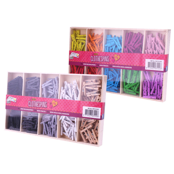 Houten Mini Wasknijpers in Houten Doos, 200st.