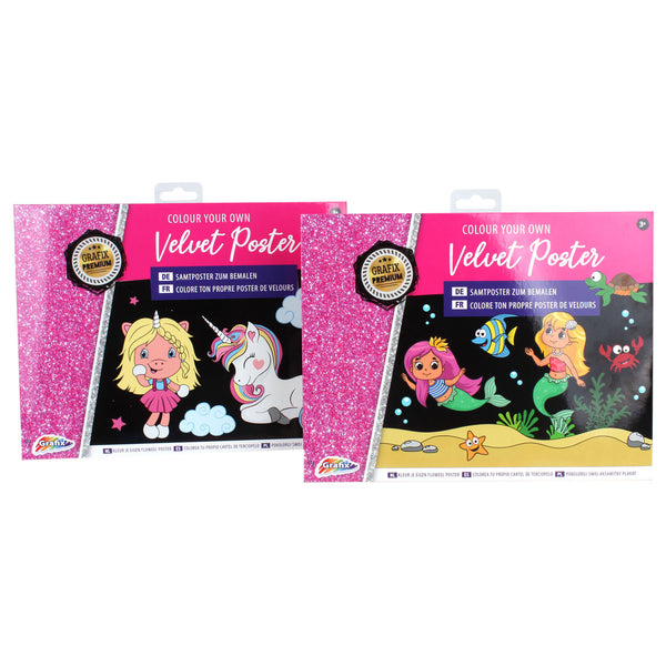 Kleur je eigen Fluweel Poster Eenhoorn/Zeemeermin