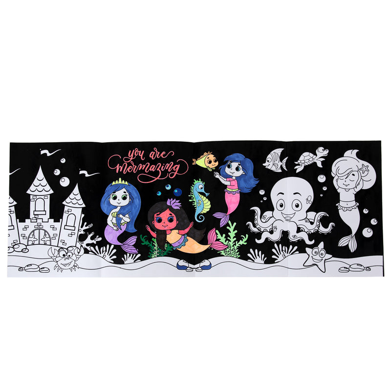 Kleur je eigen Fluweel Poster Eenhoorn/Zeemeermin