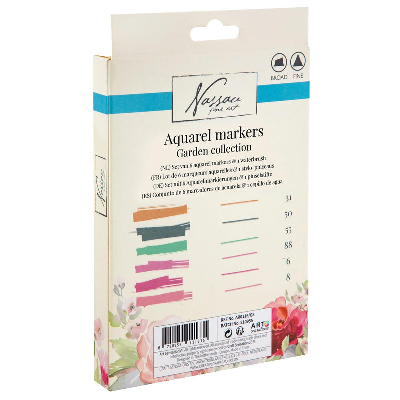 Nassau Aquarel Marker Set Dual Tip, 6st. - Tuin Kleuren