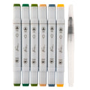 Nassau Aquarel Marker Set Dual Tip, 6st. - Bos Kleuren