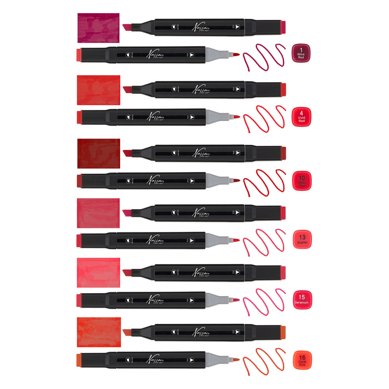 Nassau Dual Tip Markers Rood, 6st.