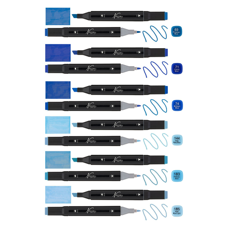 Nassau Dual Tip Markers Blauw, 6st.