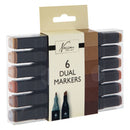 Nassau Dual Tip Markers Bruin, 6st.