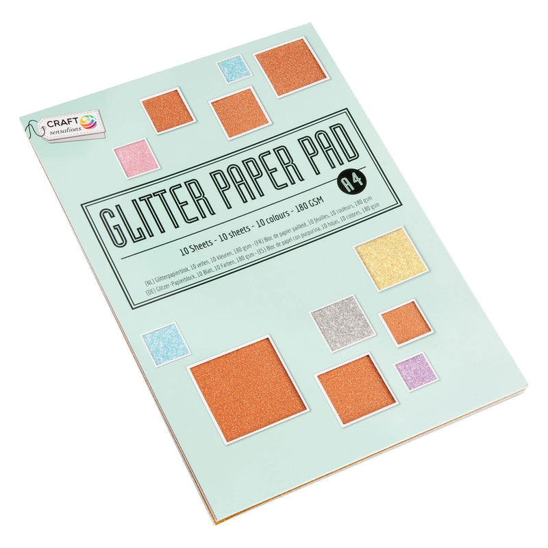 Glitter Papier Blok A4, 10 vellen (10 kleuren)